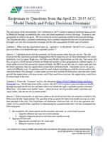 Responses to questions from the April 21, 2015 ACC model details and policy decisions document