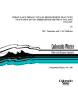 Urban lawn irrigation and management practices for water saving with minimum effect on lawn quality : completion report, OWRT Project No. A-043-COLO