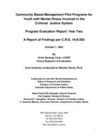 Community based management pilot programs for youth with mental illness involved in the criminal justice system : program evaluation report, year two : a report of findings per C.R.S. 16-8-305