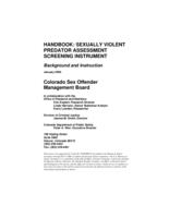 Handbook : Sexually violent predator assessment screening instrument: background and instruction