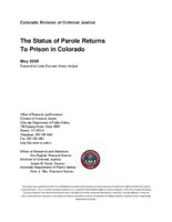 The status of parole returns to prison in Colorado