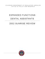 Expanded functions dental assistants, 2002 sunrise review