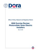 2008 sunrise review, photovoltaic solar electric installers