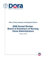 2008 sunset review, Board of Examiners of Nursing Home Administrators