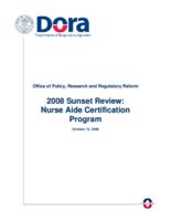 2008 sunset review, Nurse Aide certification program
