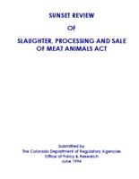 Sunset review of Slaughter, Processing and Sale of Meat Animals Act