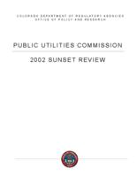Public Utilities Commission : 2002 sunset review