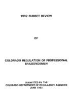 1992 sunset review of Colorado regulation of professional bailbondmen