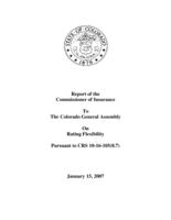 Report of the Commissioner of Insurance to the Colorado General Assembly on rating flexibility pursuant to CRS 10-16-105(8.7)