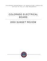 Colorado Electrical Board : 2000 sunset review