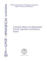 Colorado Water and Wastewater Facility Operators Certification Board