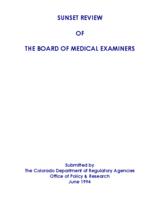 Sunset review of the Board of Medical Examiners