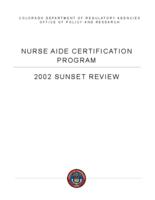 Nurse Aide certification program : 2002 sunset review