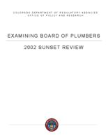 Examining Board of Plumbers 2002 sunset review