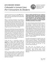 Colorado's lemon law for consumers & dealers