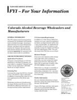 Colorado alcohol beverage wholesalers and manufacturers