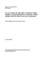 Evaluation of the FHWA traffic noise model, TNM, for highway traffic noise prediction in the state of Colorado