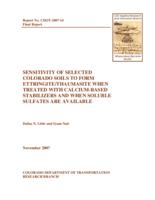 Sensitivity of selected Colorado soils to form ettringite/thaumasite when treated with calcium-based stabilizers and when soluble sulfates are available