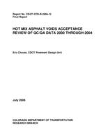 Hot mix asphalt voids acceptance : review of QC/QA data 2000 through 2004