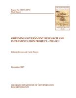 Greening government research and implementation project, phase I