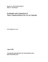 Evaluation and comparison of three chemical deicers for use in Colorado