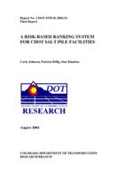 A risk-based ranking system for CDOT salt pile facilities