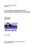 Evaluation of premature PCCP longitudinal cracking in Colorado