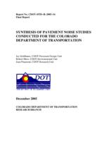 Synthesis of pavement noise studies conducted for the Colorado Department of Transportation