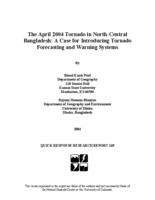 The April 2004 tornado in north-central Bangladesh : a case for introducing tornado forecasting and warning systems