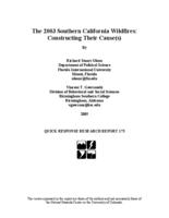 The 2003 southern California wildfires : constructing their cause(s)