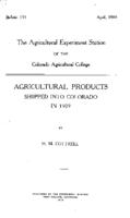 Agricultural products shipped into Colorado in 1909