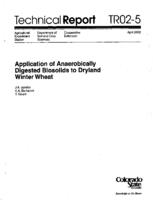 Application of anaerobically digested biosolids to dryland winter wheat : 2000-01 technical report