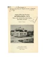 Analysis of fifty years' record of meteorological data taken at the Colorado Experiment Station, Fort Collins, Colorado