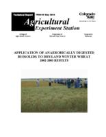 Application of anaerobically digested biosolids to dryland winter wheat : 2002-03 results