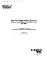 Cost of living differences in Colorado : a summary of county-level estimates for 1998