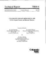 Colorado forage research 1999 : alfalfa, irrigated pastures, and mountain meadows