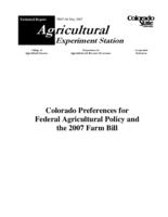 Colorado preferences for federal agricultural policy and the 2007 farm bill