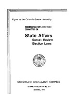 Colorado Legislative Council recommendations for 1980 : Legislative Council report to the Colorado General Assembly