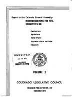 Colorado Legislative Council recommendations for 1976 : Legislative Council report to the Colorado General Assembly