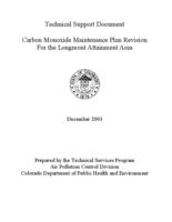 Carbon monoxide maintenance plan revision for the Longmont attainment area