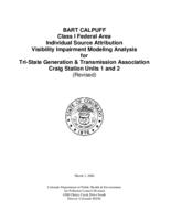BART CALPUFF class I federal area individual source attribution visibility impairment modeling analysis for Tri-State Generation & Transmission Association, Craig Station units 1 and 2