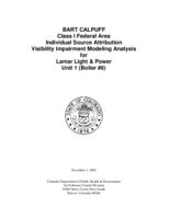 BART CALPUFF class I federal area individual source attribution visibility impairment modeling analysis for Lamar Light & Power unit 1, boiler #6