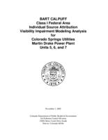 BART CALPUFF class I federal area individual source attribution visibility impairment modeling analysis for Colorado Springs Utilities, Martin Drake Power Plant units 5, 6, and 7
