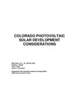 Colorado photovoltaic solar development considerations