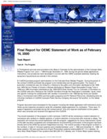 Final report for OEMC statement of work as of February 16, 2000