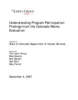 Understanding program participation : findings from the Colorado Works evaluation