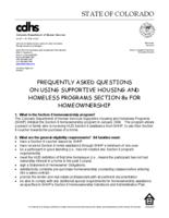Frequently asked question on using supportive housing and homeless programs section 8s for homeownership
