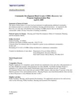 Community development block grants, CDBG, Recovery Act program implementation plan