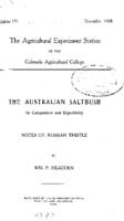 The Australian saltbush : its composition and digestibility ; Notes on Russian thistle