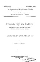 Colorado hays and fodders : alfalfa, timothy, native hay, corn fodder, sorghum, salt bush digestion experiments